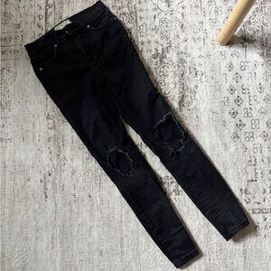 Free People Black Distressed Skinny Jeans